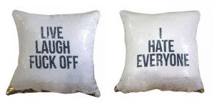 Pillows With A Cleverly Hidden Message For Uninvited Guests