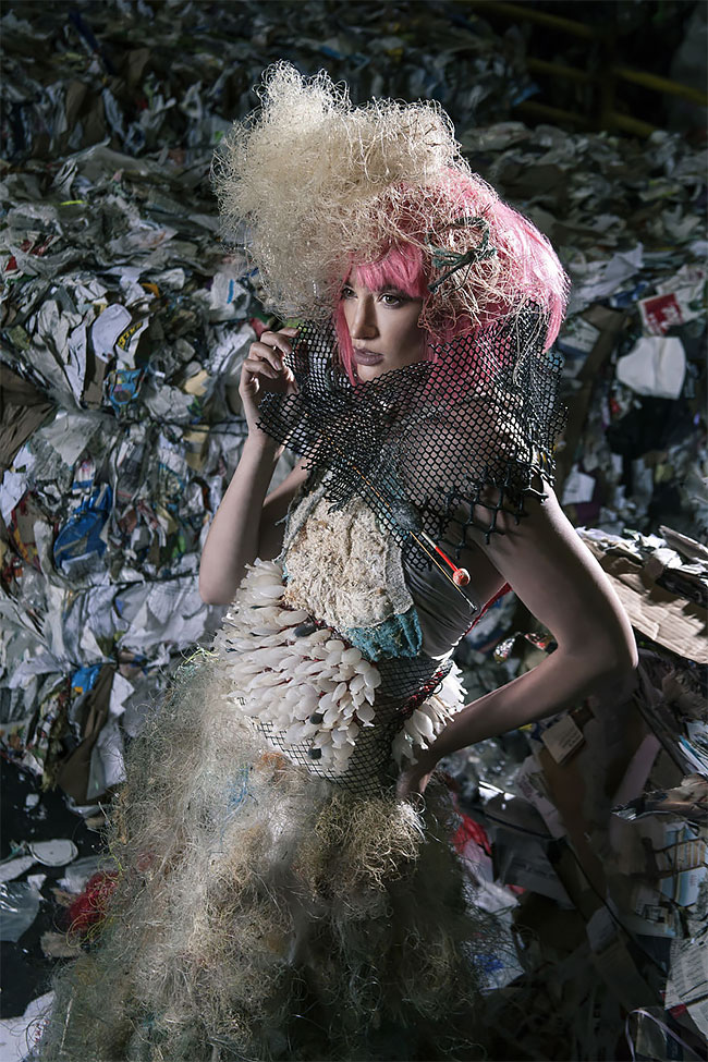 Artist Created A Fashion Collection Made Entirely Of Washed Up Trash 