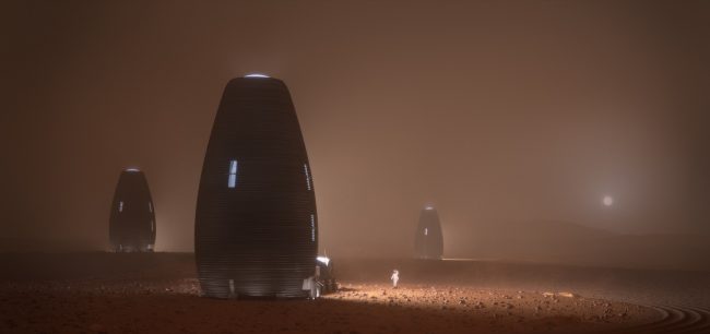 Ai Spacefactory Mars Habitat Exterior Dust Storm