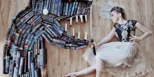 Book Lover Arranges Her Huge Library of Novels Into Imaginative Scenes