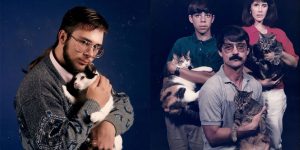 Crazy (Cool) Cat Men: Ridiculous Studio Photos Of Men Posing With Their Beloved Cats