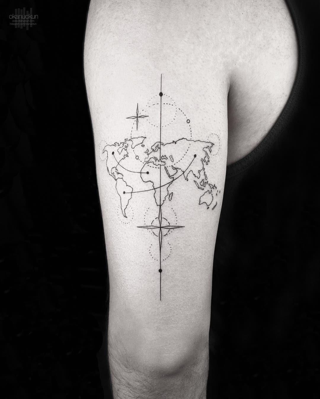 ⚠️ Black Heart Tattoos ⚠️ #compass #compasstattoo #arrow #arrowtattoo #map  #worldmap #travel Tattoo Work 🔥 Tattooed by @sh... | Instagram