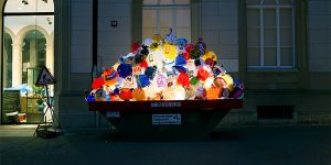 Artists Installed A Dumpsters Filled With Illuminated Plastic Garbage On The Street In Switzerland