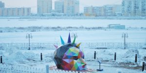 Okuda Installs The World’s Northernmost Sculpture In Yakustk, Russia