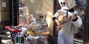 Robot Street Musicians Perfectly Performing Daft Punk's Giorgio by Moroder And Get Lucky