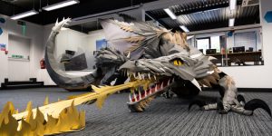 Stationery Supply Employees Build A Giant ‘Game of Thrones’ Fire Breathing Paper Dragon For Their Office