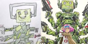 Professional Anime Artist Continues Transforming His Sons’ Sketches Into Amazing Characters