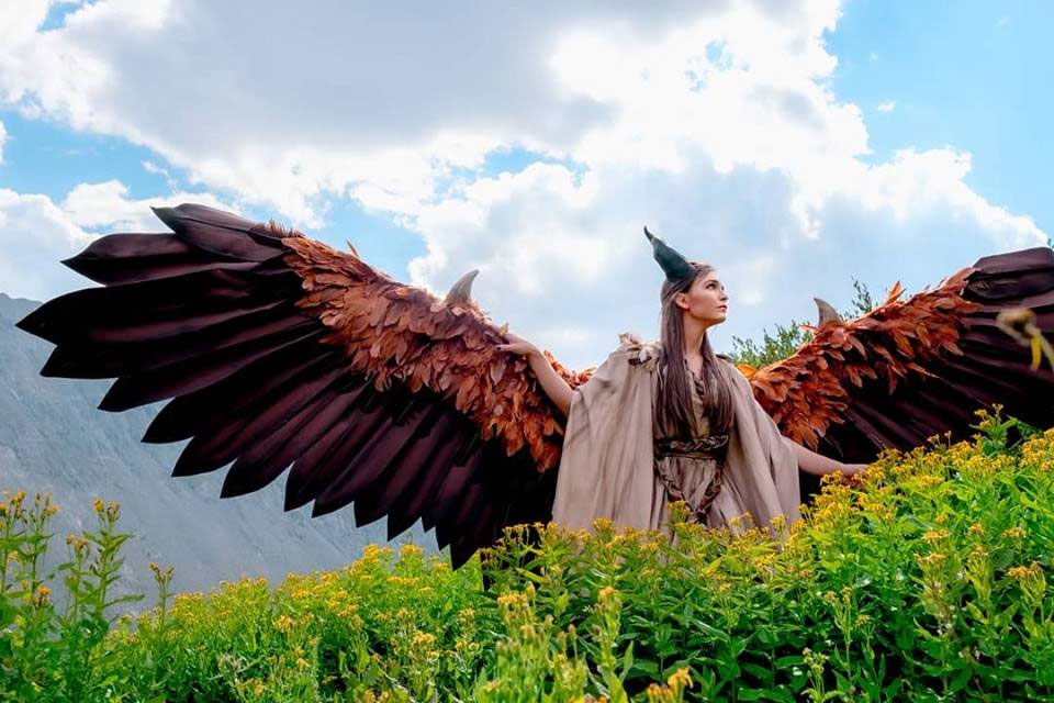 Buy large realistic black angel wings costume Dark lord