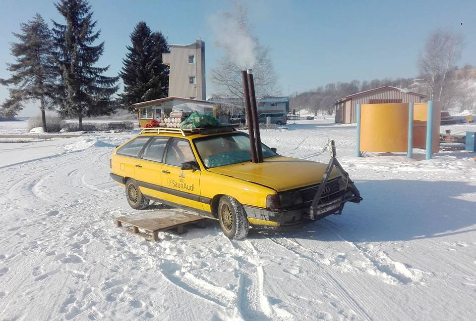 A Group Of Friends In Estonia Have Turned A 1984 Audi 100 Into A Cosy Wood-Fired Sauna