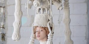 Wearable Macramé Sculptures By Sandra De Groot Serve As Soft Headpieces And Armor