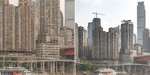 Photographer Kris Provoost Captures Futuristic Chinese Megapolis Where Vertical Infrastructure Clashes With Local Traditions On The Riverbanks