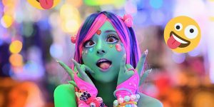Anime Style Body Paint Model Dazzles With The Most Colorful Fashion In Japan