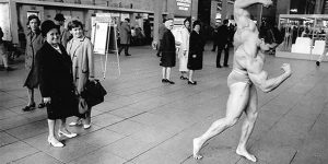 Pictures Of Arnold Schwarzenegger Walking Through Munich In Swimming Trunks In Order To Promote His Own Gym, 1967