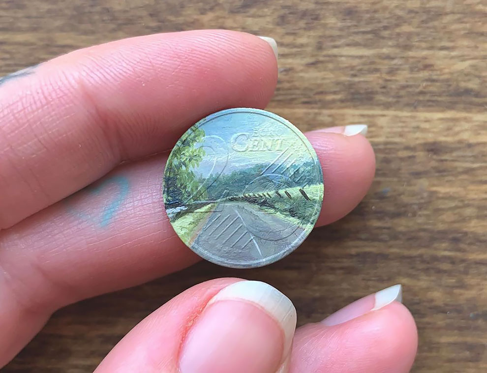 This Artist Creates Tiny Oil Paintings On Pennies » Design You Trust