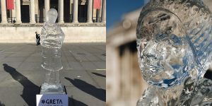 An Ice Statue Of Greta Thunberg Has Been Erected In Trafalgar Square