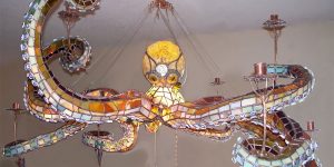 Craftsman Makes An Incredible Stained Glass Octopus Chandeliers
