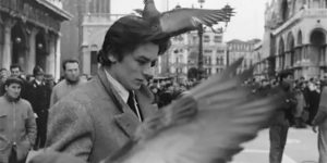 Candid Photographs Of Alain Delon Encountering Some Pigeons In Piazza San Marco, Venice, 1962