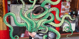 Artist Illustrates Monsters Coming Out Of People’s Phones Because We Stare At Them Too Much