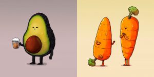 Artist Illustrates Fruits And Veggies With Human Thoughts