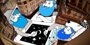 Thomas Lamadieu Creates Whimsical Art Where The Building Rooftops Frame The Sky