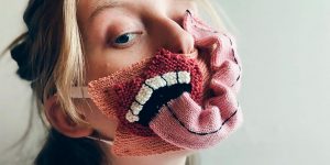 Decorative Face Masks Playfully Encourage Social Distancing With Their Bizarre Knittings