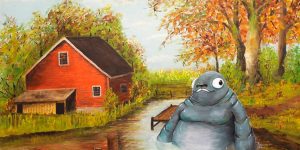 This Artist Adds Monsters To Thrift Shop Paintings, And It’s Hilarious