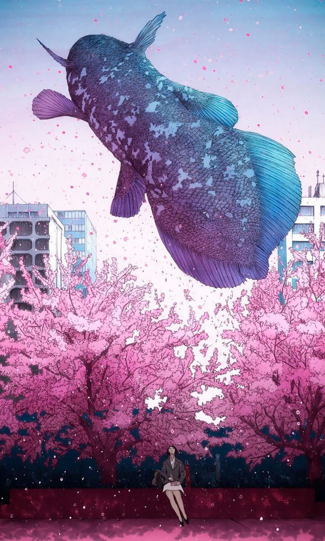 Japanese Artist’s Striking Illustrations Show Tokyo Overrun By Whales ...