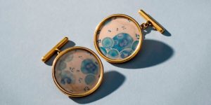 These Gold Cufflinks Contain Pictures Of Two Different Strains Of Plague Bacterias, Perhaps By Faberge, c. 1900