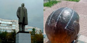 Russian Utility Company Has Installed Spikes Over The Head Of Lenin Monument To Protect From Birds Poo
