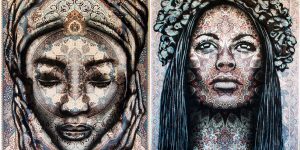 Street Artist Uses Traditional Persian Rugs As Canvas To Spray-Paint Female Portraits