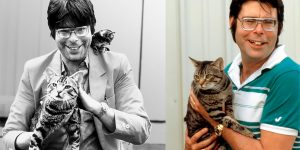 Awesome Photos of Stephen King Posing With His Beloved Cats From the 1980s
