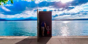 This Underwater Observatory in Lake Zug in Switzerland Looks Like a Real Life ‘Truman Show’ Door