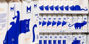 Russian Design Agency Developed Creative Package With A Funny Blue Cat Walking Between Milk Packs