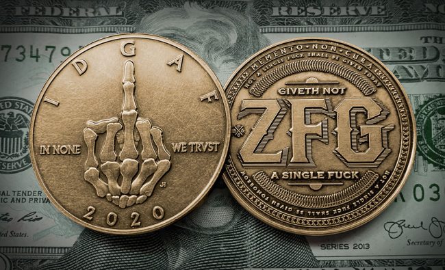 Idgaf Middle Finger Coin On Bill