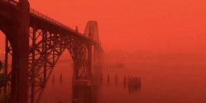 Red Smoke Blankets the Salem Area in Oregon, Casting an Apocalyptic Glow
