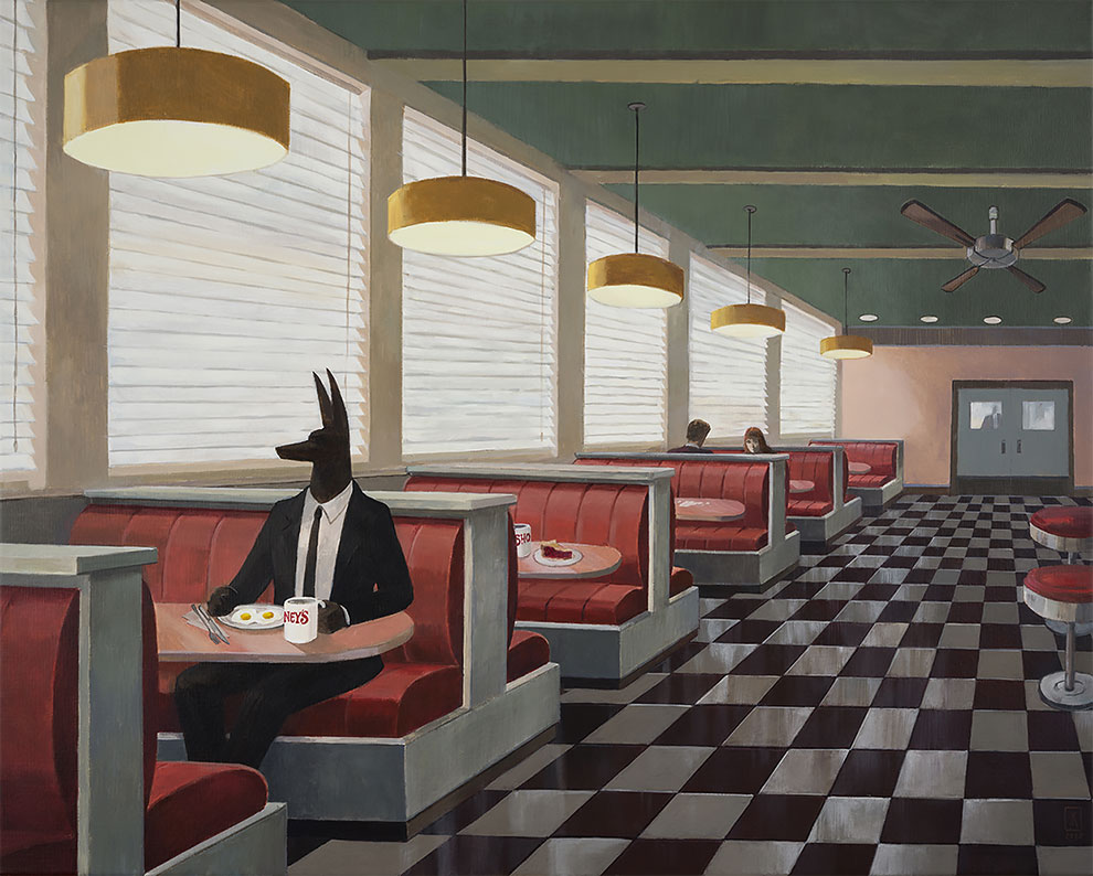 The Ordinary Life of Anubis, a God of Death, in Melancholic Illustrations by Joanna Karpowicz