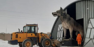 A World's Giant Statue of A Wolf Was Installed in Kazakhstan