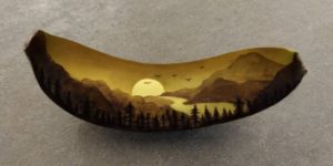 This Artist Creates Amazing Banana Art Made by Poking and Bruising the Skin, No Ink is Used