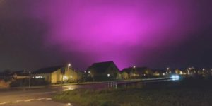 Energy-Saving Lighting System Turns Night Sky Purple in Sweden