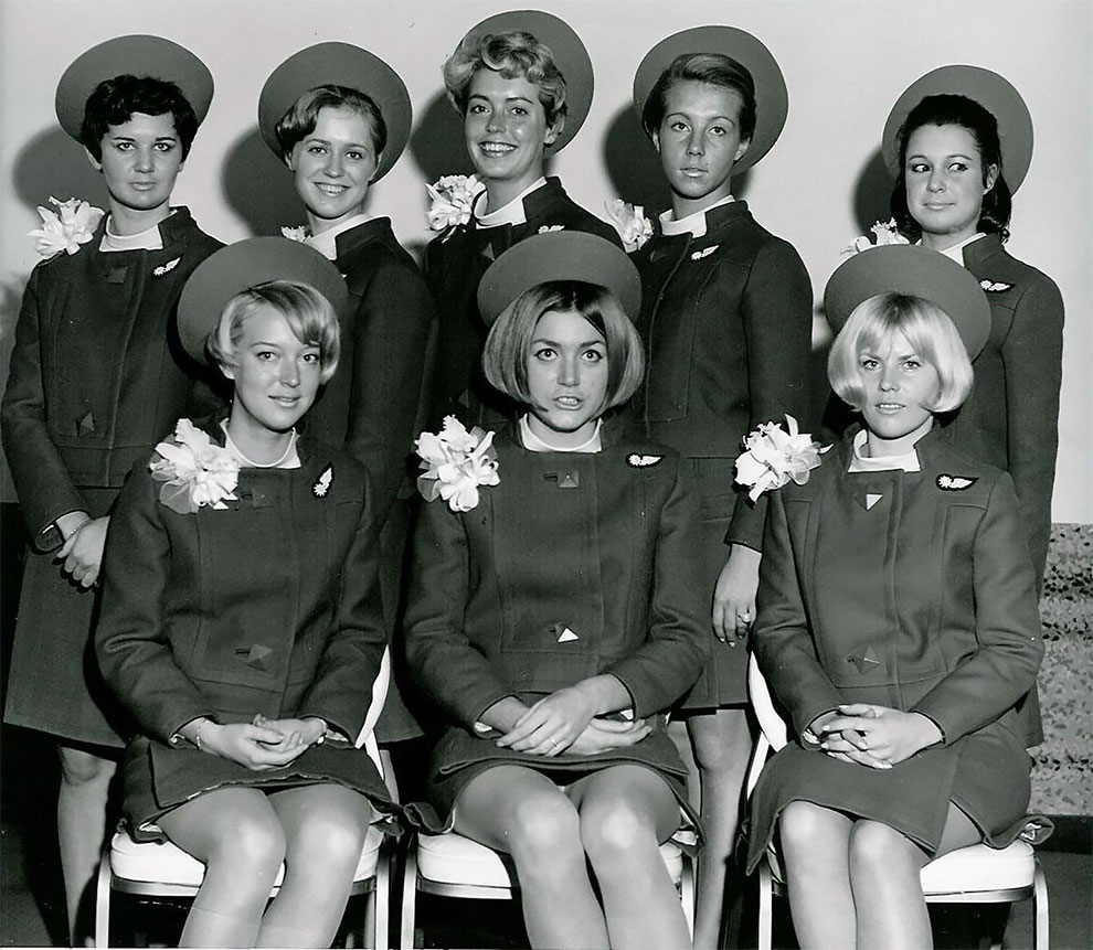 Flight attendants for Pacific Southwest Airlines showing off their undies  (early 1970s) : r/OldSchoolCool