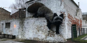 An Unusual Art Object - a Giant Black Fox Appeared in Riga, Latvia