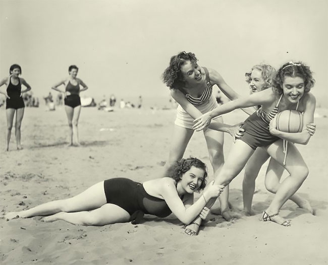 French Woman In A Bathing Suit Photograph by Underwood Archives