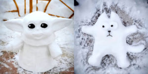 Snow Cuteness or Unusual Winter Hobby: Artist Creates Tiny Snow Sculptures in Dreary Russian Neighborhoods