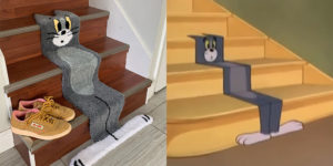 Artist Makes Awesome Flat Cat Stair Runner Rug Inspired by Tom and Jerry