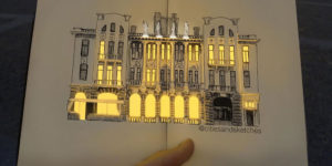 Artist Creates Architectural Drawings Using Pen and Ink And They Look As If They’re Illuminated With Real Lights