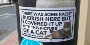 You Can Now Get Cat Sticker To Cover Up Racist Graffiti You Find On The Streets