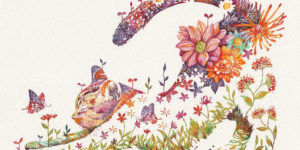 Japanese Artist Depicts Cats, Dogs, And Other Animals Using Watercolor Flower Arrangements