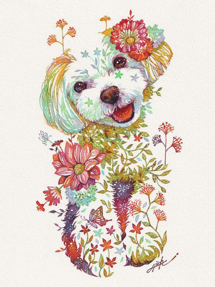 Watercolor Painting of Otis the Japanese Dog - Update 1