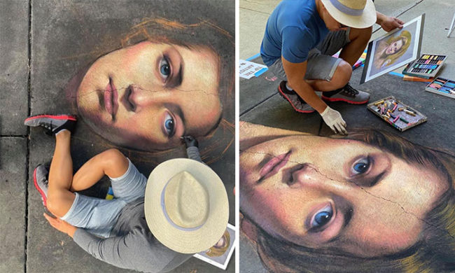 Using The Street As A Canvas The Artist Makes Incredibly Realistic Drawings With Chalk 60e2cc7e78223 700