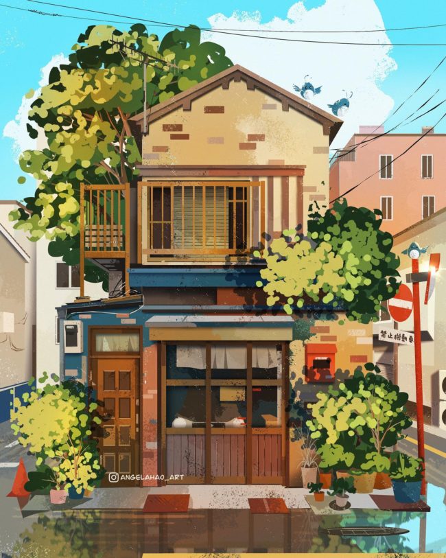 Artist Creates Colorful Illustrations Of Inviting And Cozy Japanese ...